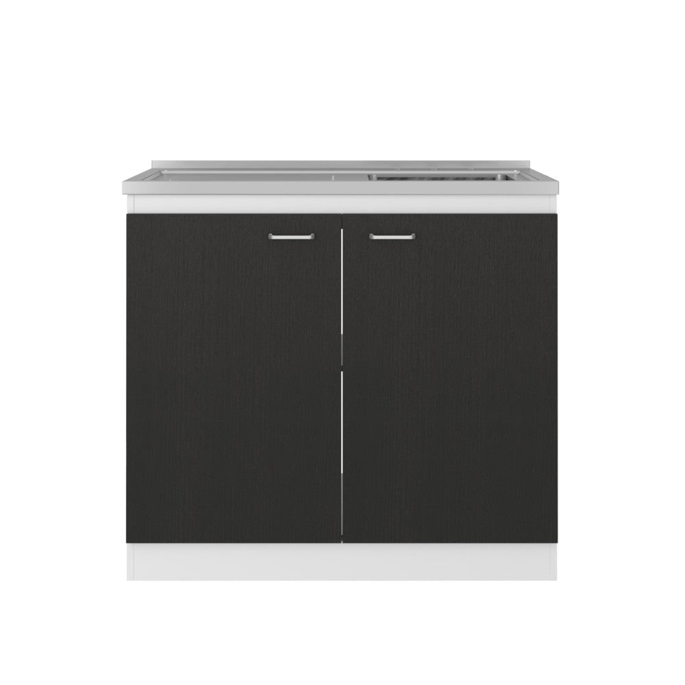 Utility Sink Vernal, Double Door, White / Black Wengue Finish-2