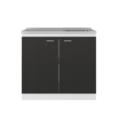 Utility Sink Vernal, Double Door, White / Black Wengue Finish-2