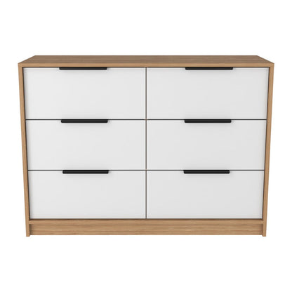 4 Drawer Double Dresser Maryland, Metal Handle, Pine / White Finish-4