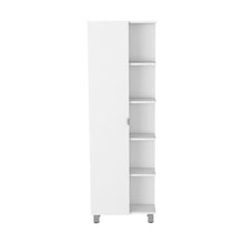 Load image into Gallery viewer, Corner Cabinet Womppi, Five Open Shelves, Single Door, White Finish-4
