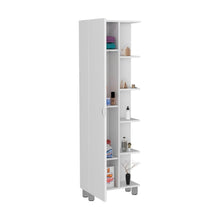 Load image into Gallery viewer, Corner Cabinet Womppi, Five Open Shelves, Single Door, White Finish-3
