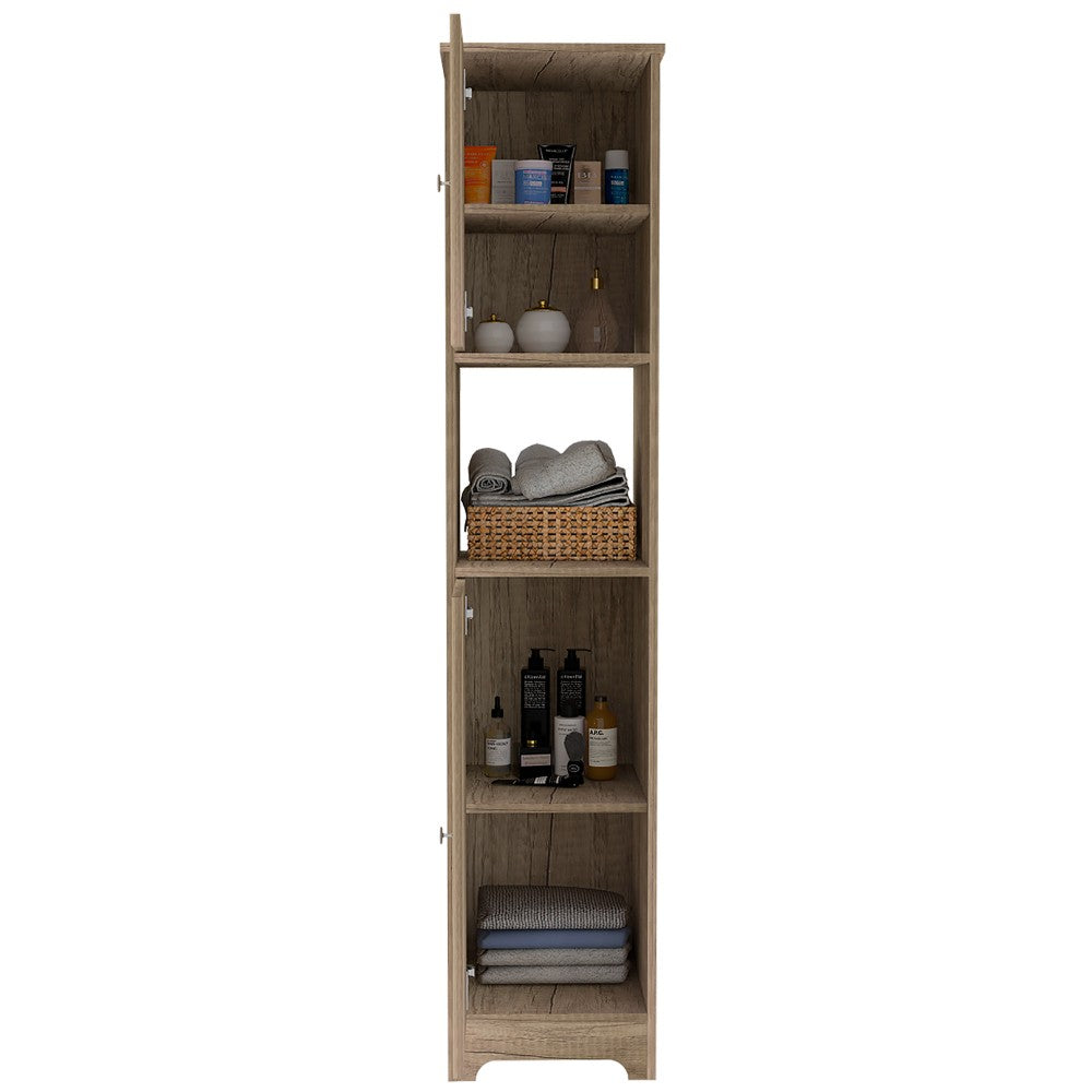 Linen Cabinet Albany, Four Interior Shelves, Light Oak Finish-6