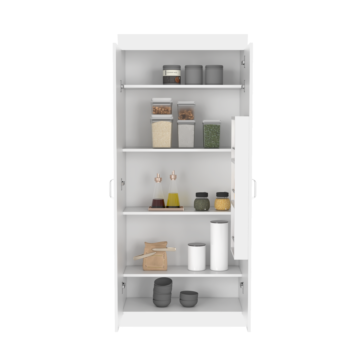 Pantry Cabinet Orlando, Five Shelves, White Finish-5