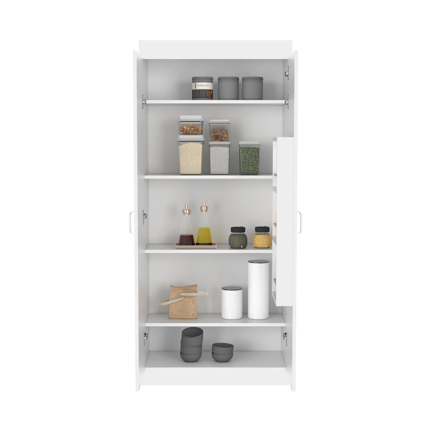 Pantry Cabinet Orlando, Five Shelves, White Finish-5