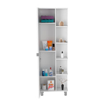 Load image into Gallery viewer, Corner Cabinet Womppi, Five Open Shelves, Single Door, White Finish-2
