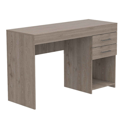 Computer Desk Limestone, Two Drawers, Light Gray Finish-3