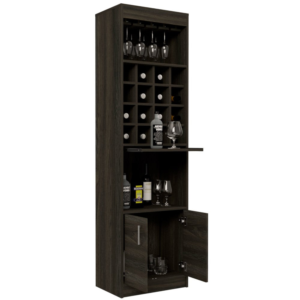 Bar cabinet Modoc, One Extendable Shelf, Sixteen Wine Cubbies, One Shelf, Carbon Espresso Finish-4