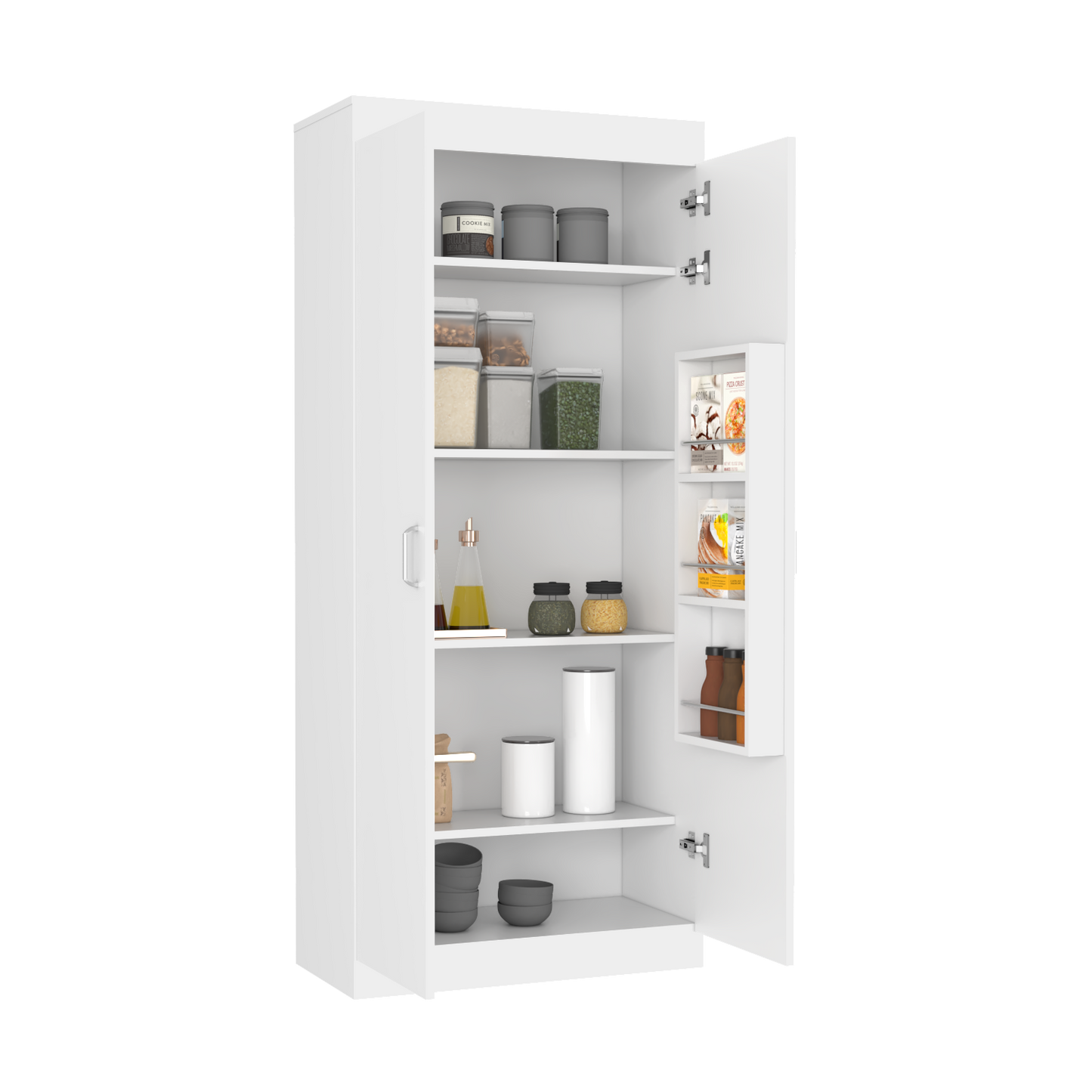 Pantry Cabinet Orlando, Five Shelves, White Finish-3