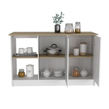 Load image into Gallery viewer, Kitchen Island Padua, Four Open Shelves, Light Oak / White Finish-6
