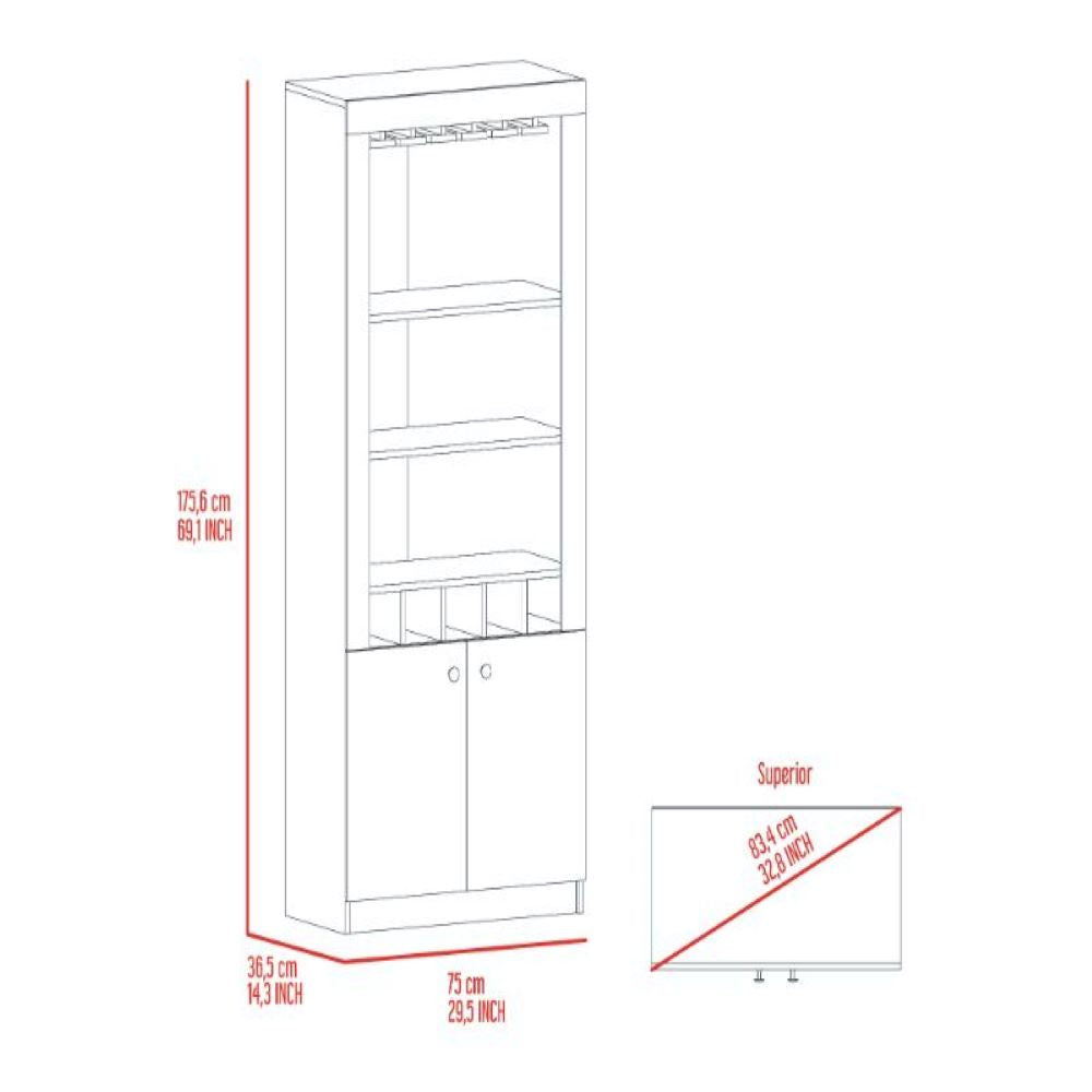 Bar Cabinet Margarita, Five Wine Cubbies, Black Wengue Finish-7