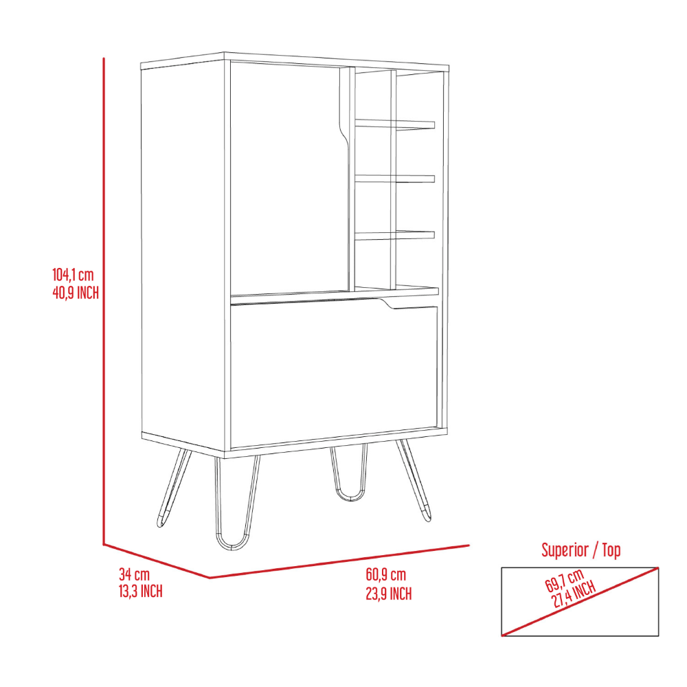 L Bar Cabinet Silhill, Eight Wine Cubbies, Two Cabinets With Single Door, Light Gray Finish-7