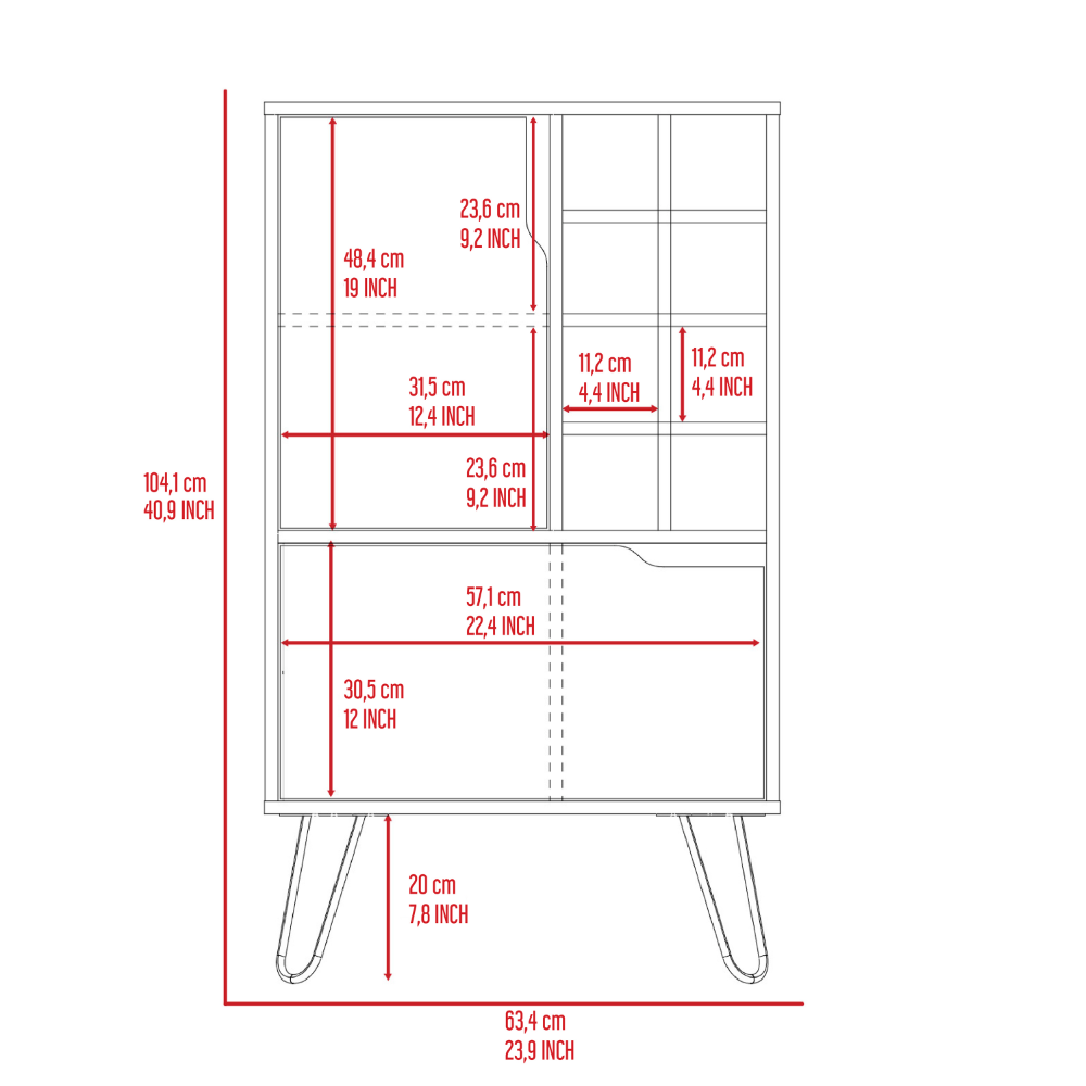 L Bar Cabinet Silhill, Eight Wine Cubbies, Two Cabinets With Single Door, Light Gray Finish-8