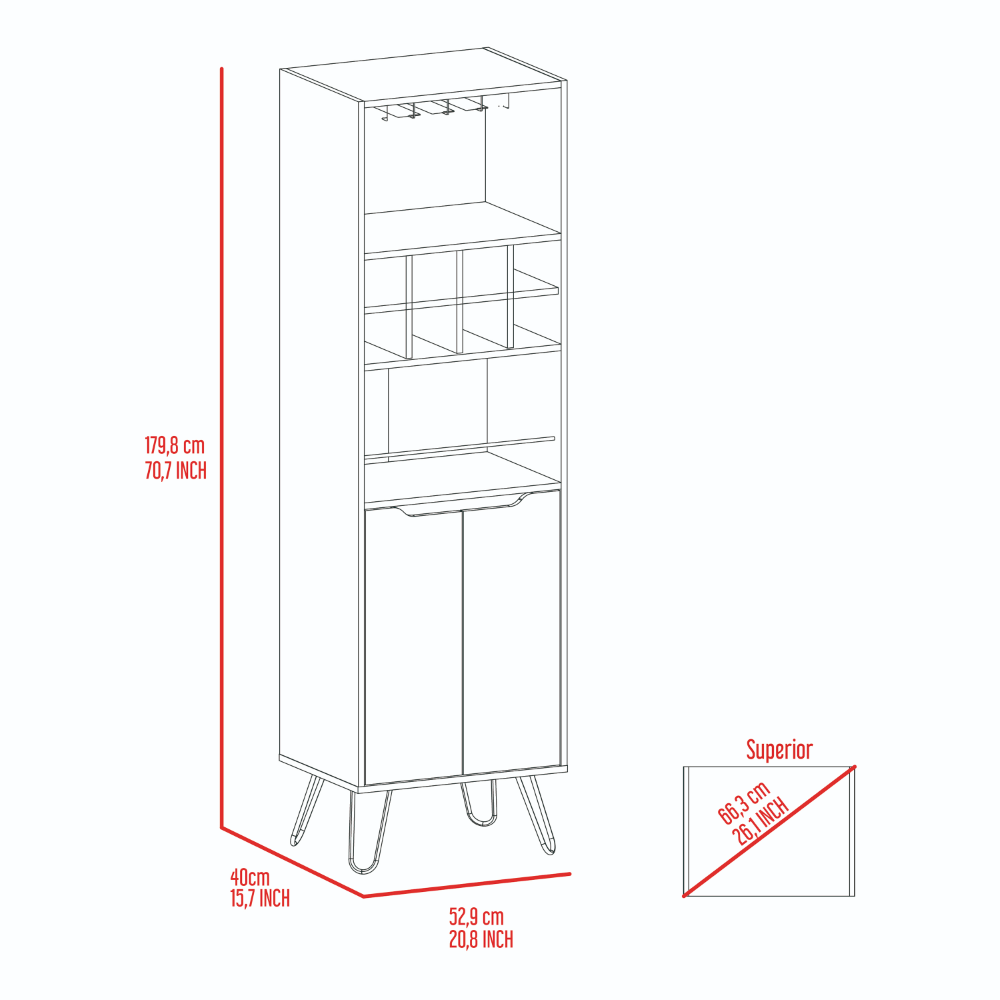 H Bar Cabinet Silhill, Eight Wine Cubbies, Two Cabinets With Single Door, Black Wengue Finish-7