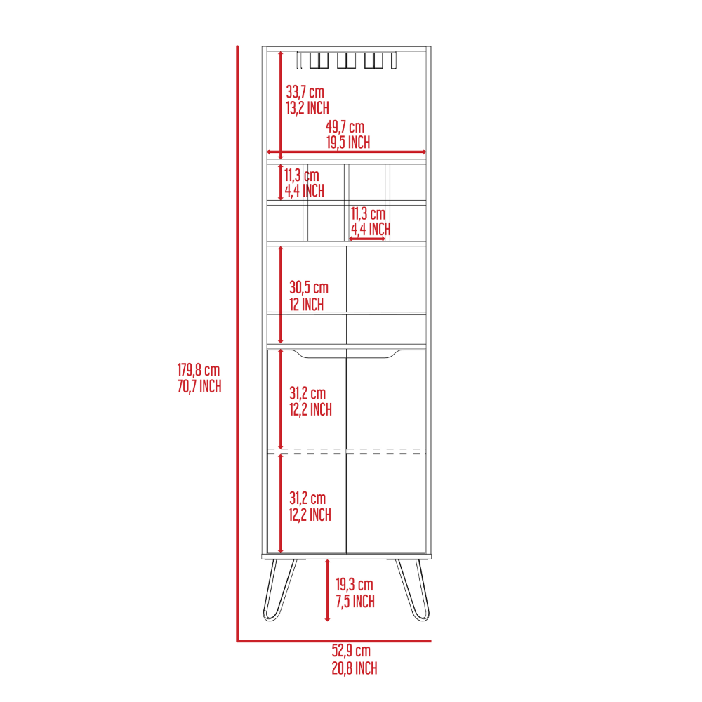 H Bar Cabinet Silhill, Eight Wine Cubbies, Two Cabinets With Single Door, Black Wengue Finish-8