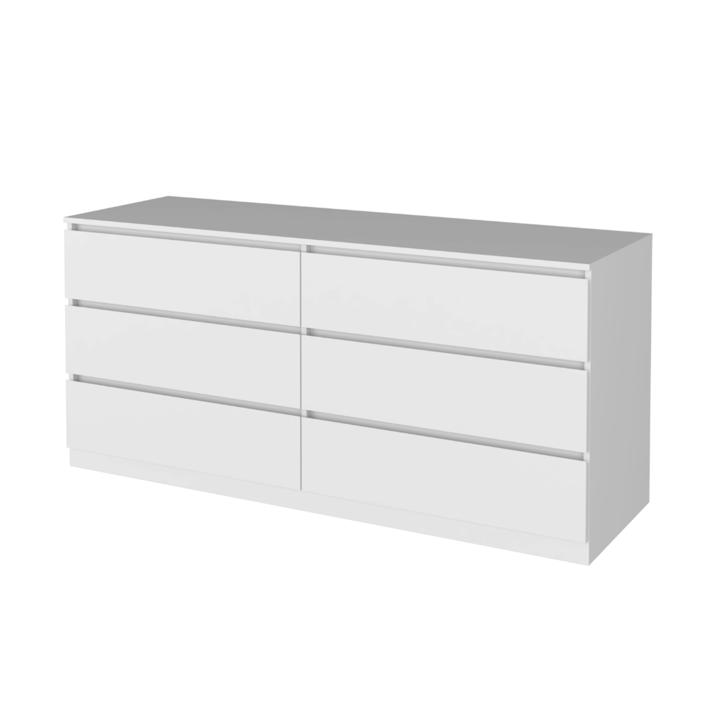 6 Drawer Double Dresser Tronx, Superior Top, White Finish-3