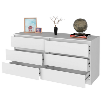 6 Drawer Double Dresser Tronx, Superior Top, White Finish-2