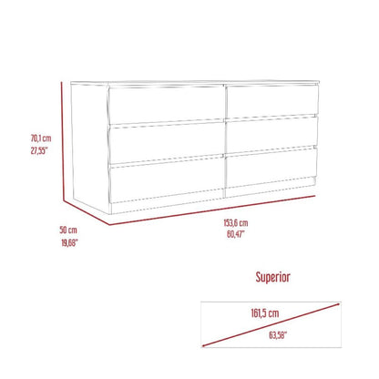 6 Drawer Double Dresser Tronx, Superior Top, Black Wengue Finish-7