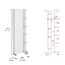 Load image into Gallery viewer, Corner Cabinet Womppi, Five Open Shelves, Single Door, White Finish-7
