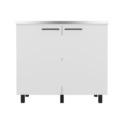 Utility sink cabinet Burwood, Two Shelves, White Finish-4