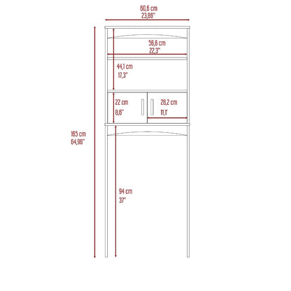 Over The Toilet Cabinet Valentia, Three Shelves, White Finish-8