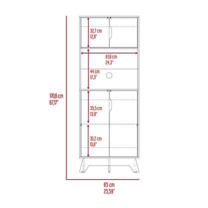 Microwave Tall Cabinet Wallas, Counter Surface, Top- Lower Double Doors, Light Oak / White Finish-8