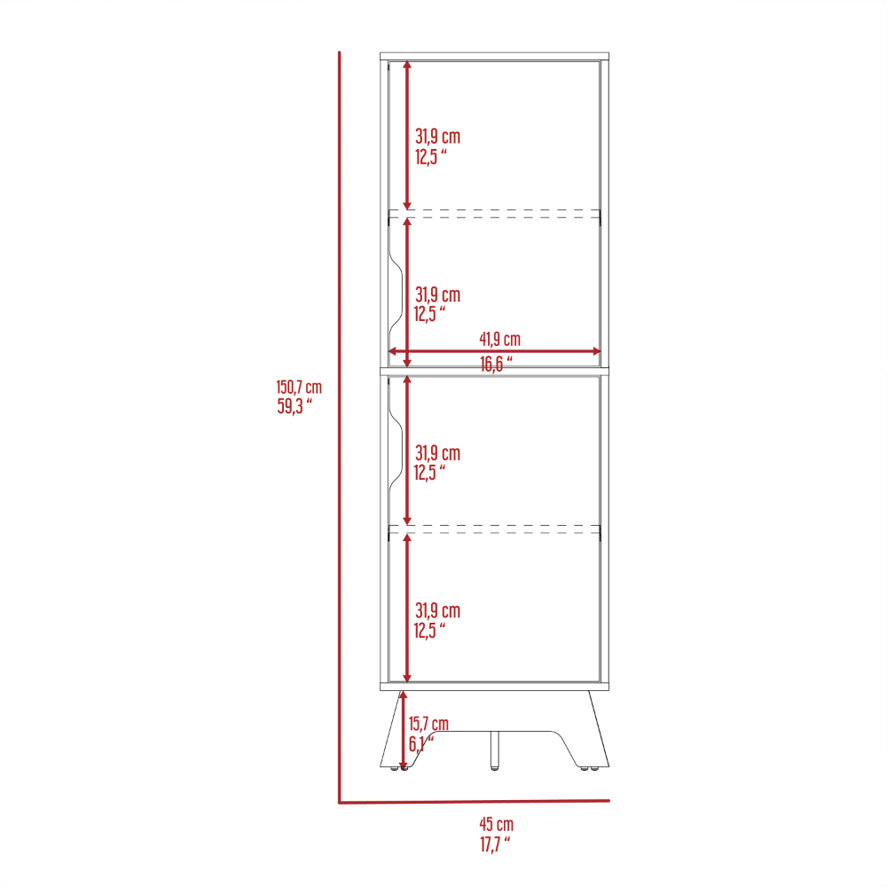 Single Kitchen Pantry Wallas, Four Shelves, Two Doors, Light Oak / White Finish-7