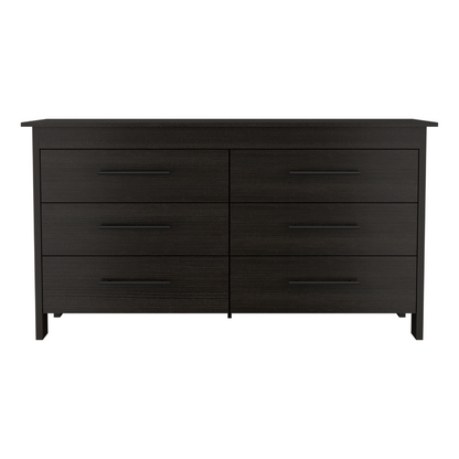 6 Drawer Double Dresser Wezz, Four Legs, Superior Top, Black Wengue Finish-3