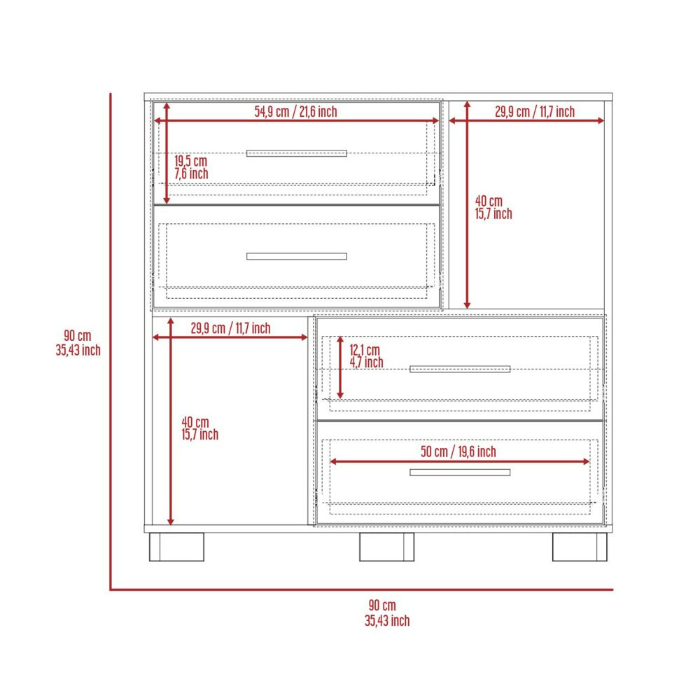 Dresser Hetzs, Four Drawers, Two Open Shelves, Black Wengue Finish-8