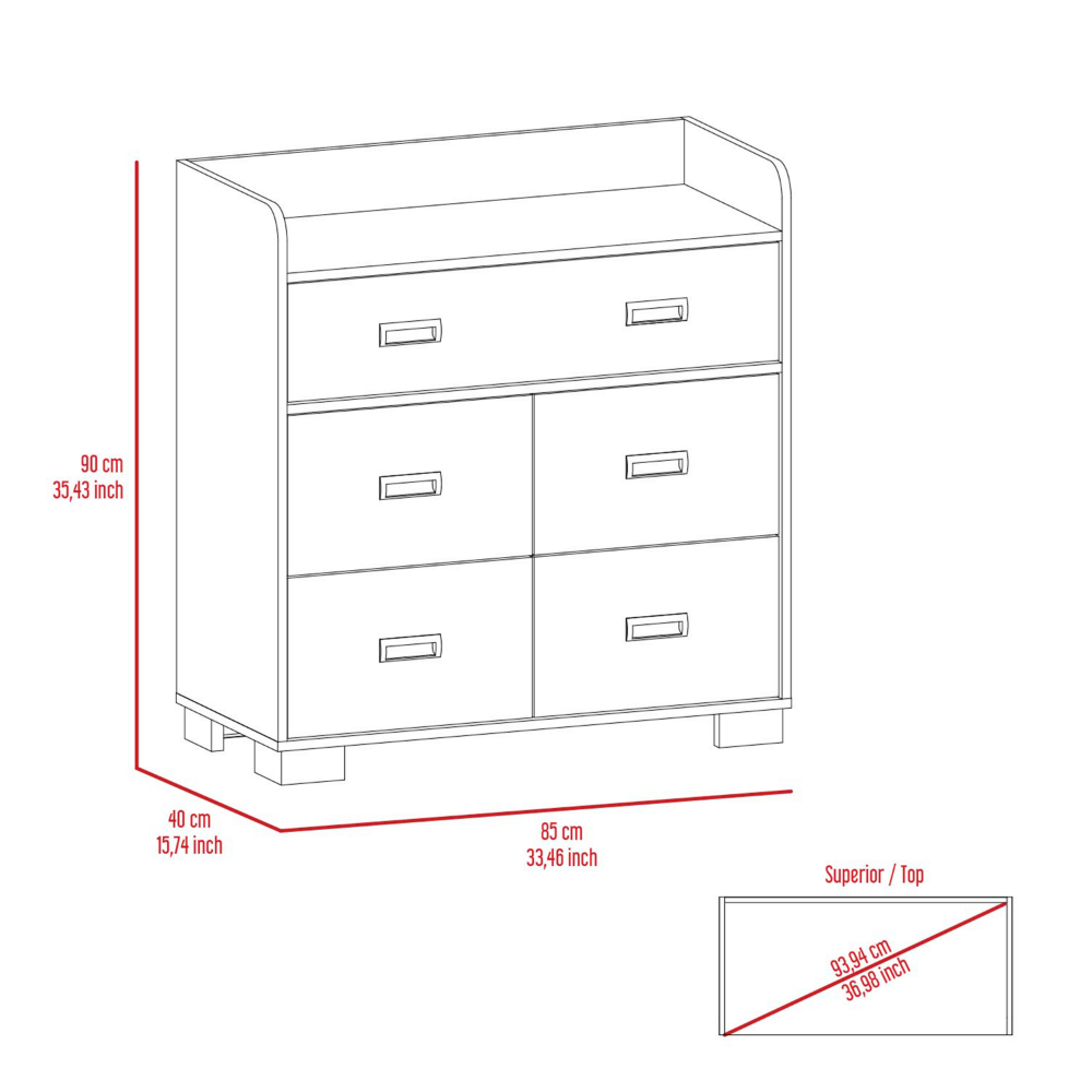 Dresser Wuuman, Four Drawers, Single Double Drawer, White Finish-4