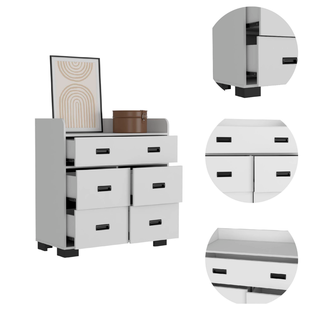 Dresser Wuuman, Four Drawers, Single Double Drawer, White Finish-2