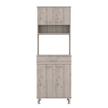 Pantry Piacenza, Two Double Door Cabinet, Light Gray Finish-3