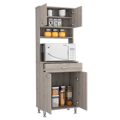 Pantry Piacenza, Two Double Door Cabinet, Light Gray Finish-4