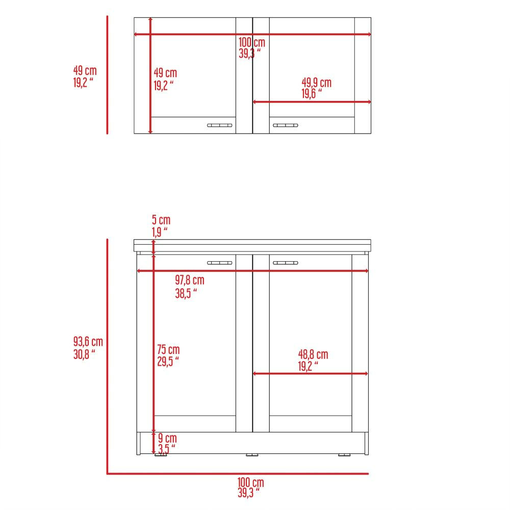 Cabinet Set Zeus, Two Shelves, Light Gray Finish-8