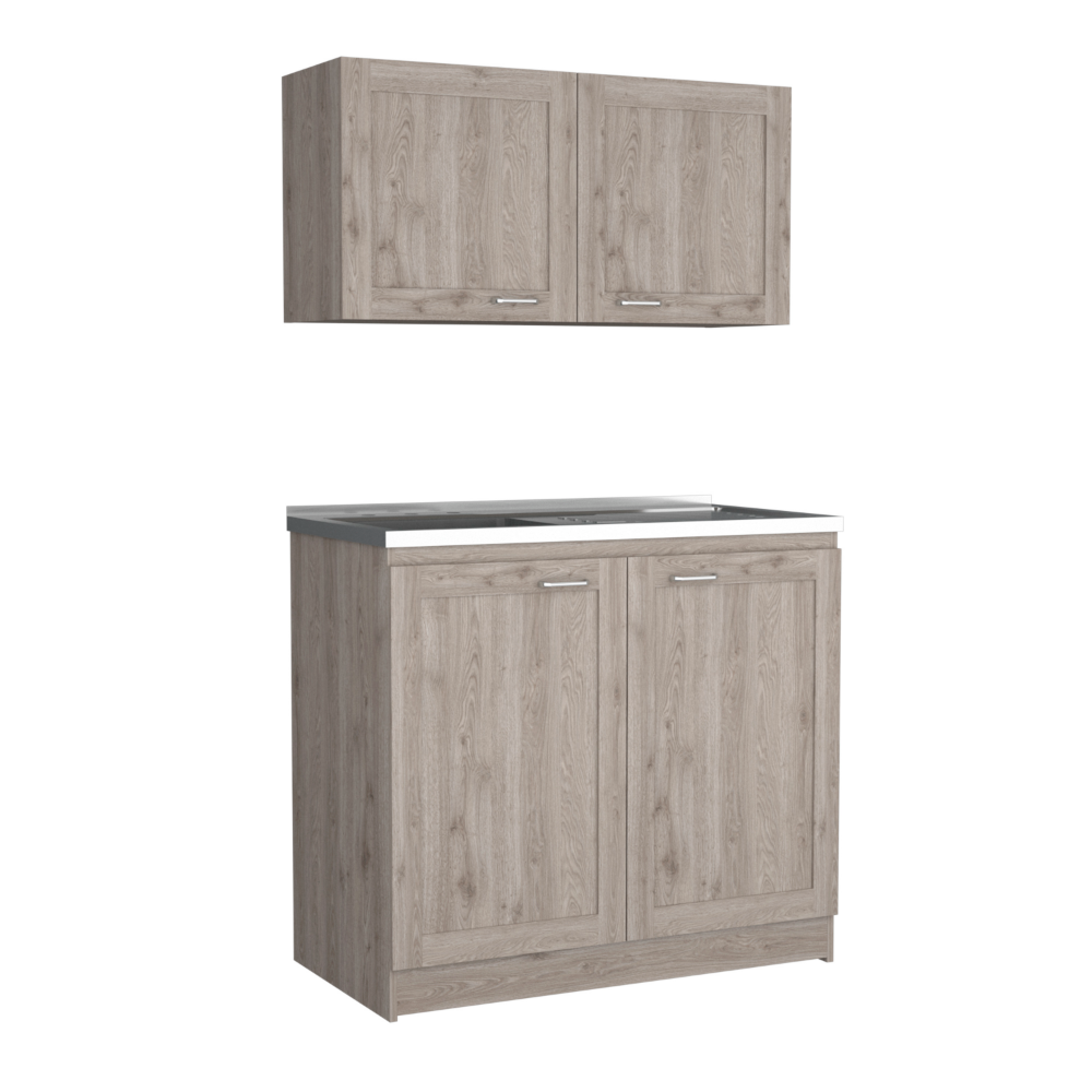 Cabinet Set Zeus, Two Shelves, Light Gray Finish-5