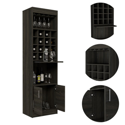 Bar cabinet Modoc, One Extendable Shelf, Sixteen Wine Cubbies, One Shelf, Carbon Espresso Finish-6