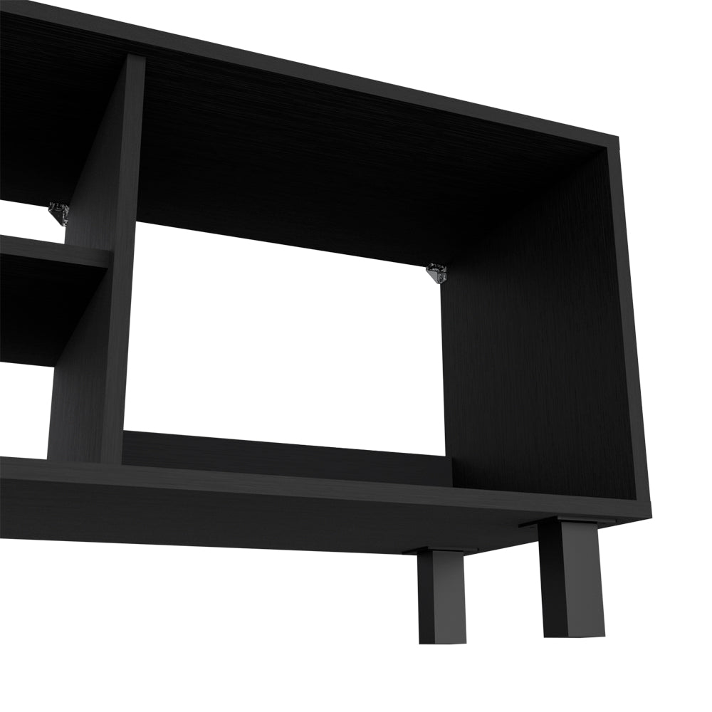 2pc Living Room Set Millville, Coffe Table, Tv Rack, Four Shelves, Black Wengue Finish-1