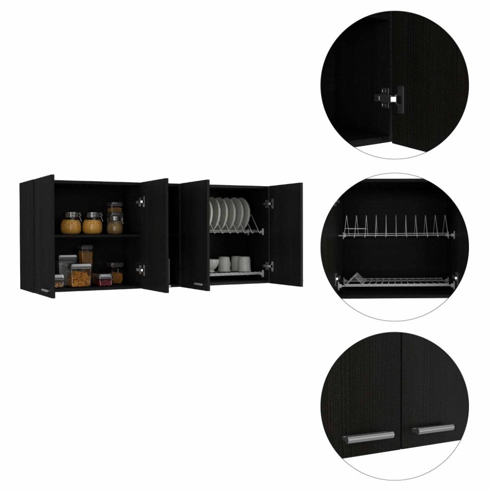 Wall Cabinet Ontario, Double Door, Black Wengue Finish-2