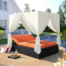 Load image into Gallery viewer, U_STYLE Outdoor Patio Wicker Sunbed Daybed with Cushions, Adjustable Seats-1
