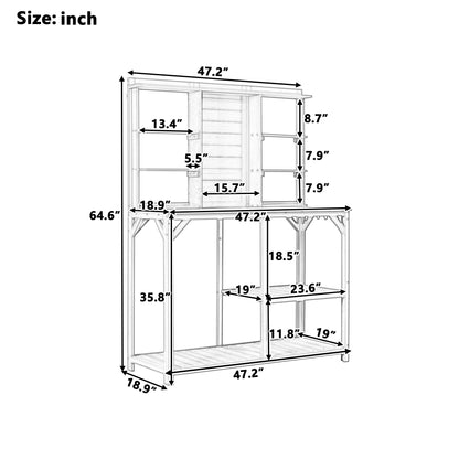 TOPMAX 64.6" Large Outdoor Potting Bench (White)-5