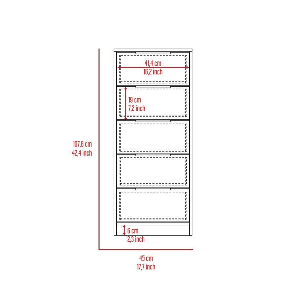 5 Drawers Dresser Maryland, Metal Handle, Smokey Oak / White Finish-6