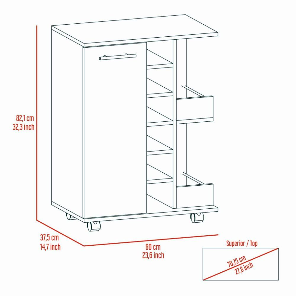 Bar Cart Wells,Four Casters, Carbon Espresso Finish-8