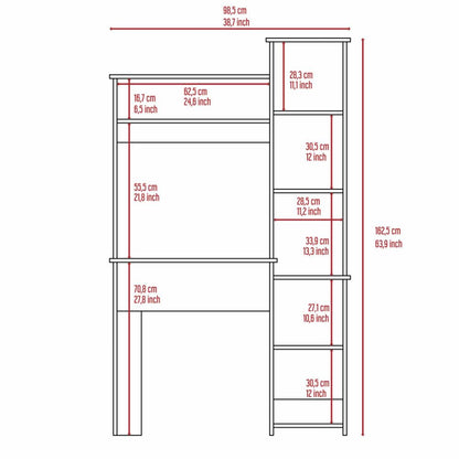 Desk Logan, Five Cubbies, White Finish-6