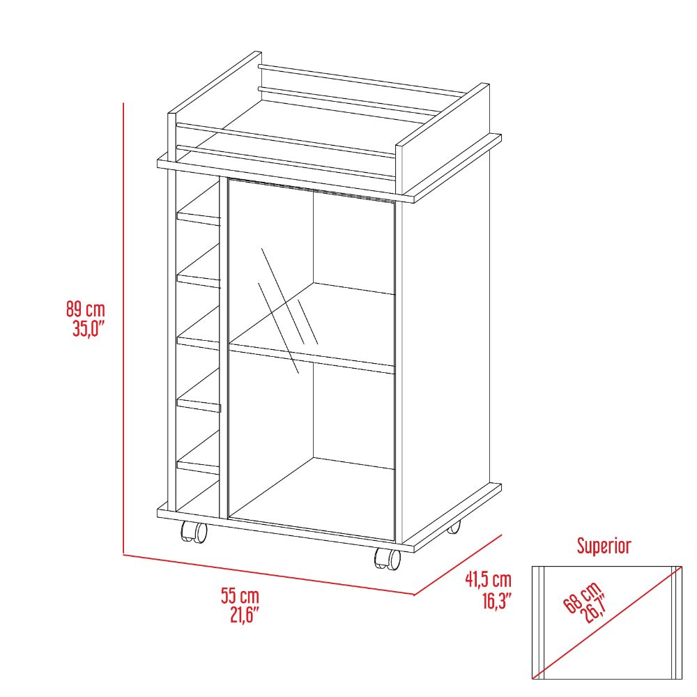 Bar Cart Baltimore, Six Wine Cubbies, Carbon Espresso Finish-7