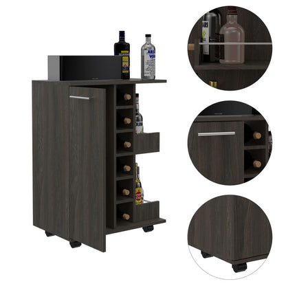 Bar Cart Wells,Four Casters, Carbon Espresso Finish-2