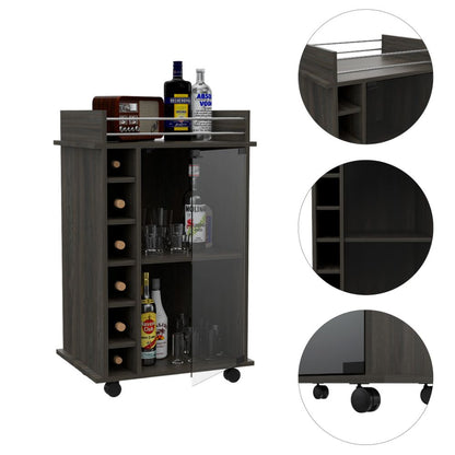 Bar Cart Baltimore, Six Wine Cubbies, Carbon Espresso Finish-6